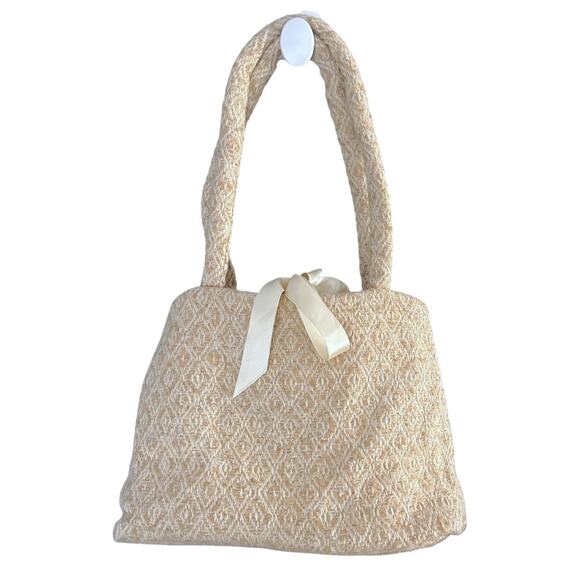 VTG Boyne Valley Weavers Wool-Blend Handbag Diamond Stitch Made In Ireland - Picture 4 of 8